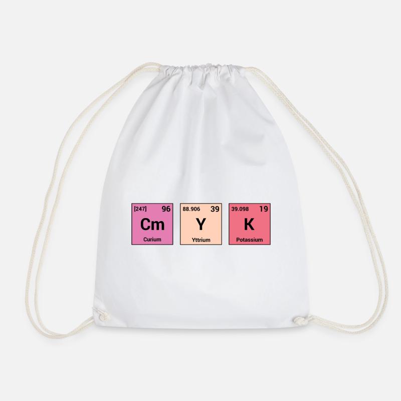 CMYK in periodic elements - Drawstring Bag - white