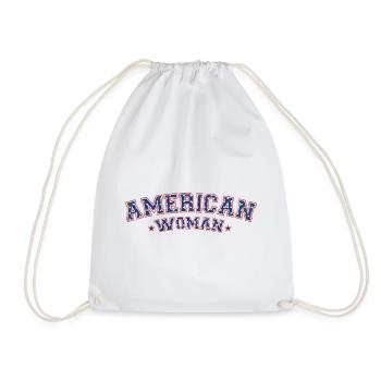 American Woman - Independence Day - 4th Of July - Drawstring Bag - white - Front