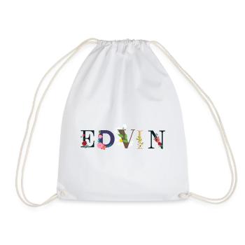 Nom EDVIN décoré de fleurs - Sac de sport léger - blanc - Devant