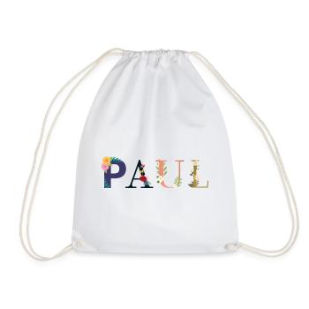 Le nom de PAUL est décoré de fleurs - Sac de sport léger - blanc - Devant