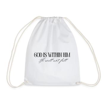 God is within him – Psalm 46:5 Bible Verses - Drawstring Bag - white - Front
