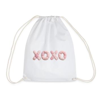 Plush Patchwork XOXO Design Pink - Drawstring Bag - white - Front