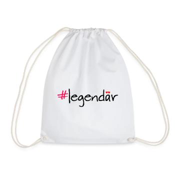 Legendaer Hashtag Spruch Shirt - Turnbeutel - Weiß - Vorne