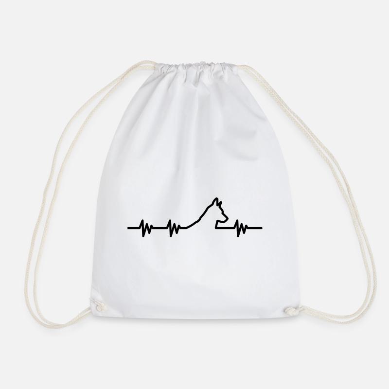 Heartbeat for dogs - Drawstring Bag - white