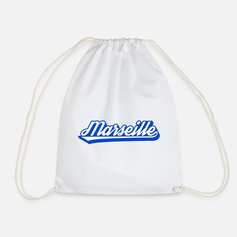 Marseille Rétro Blue Script - Sac de sport léger - blanc