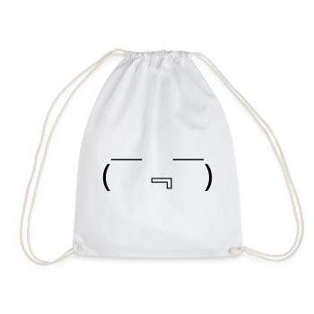 Hungry Emote ( ̄『 ̄) Drooling Kaomoji - Drawstring Bag - white - Front