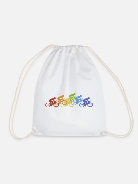 Fahrrad Radfahrer Regenbogen - Turnbeutel - Weiß