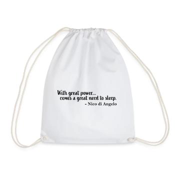 Nico di Angelo quote - Drawstring Bag - white - Front