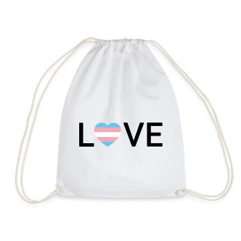 LOVE | Trans Transgender Pride | schwarze Schrift - Turnbeutel - Weiß - Vorne