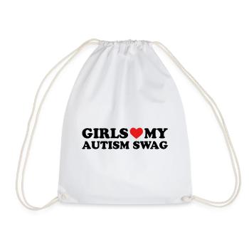Girls Love My Autism Swag - Drawstring Bag - white - Front