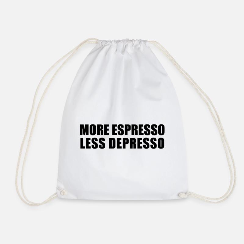 More Espresso Less Depresso - Drawstring Bag - white