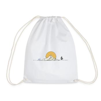 Mountain landscape: cyclists and sun - Drawstring Bag - white - Front