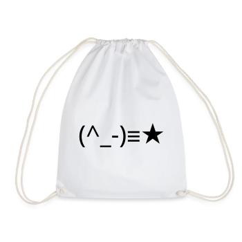Zwinkerndes Emote (^_-)≡★ Augenzwinkern - Turnbeutel - Weiß - Vorne