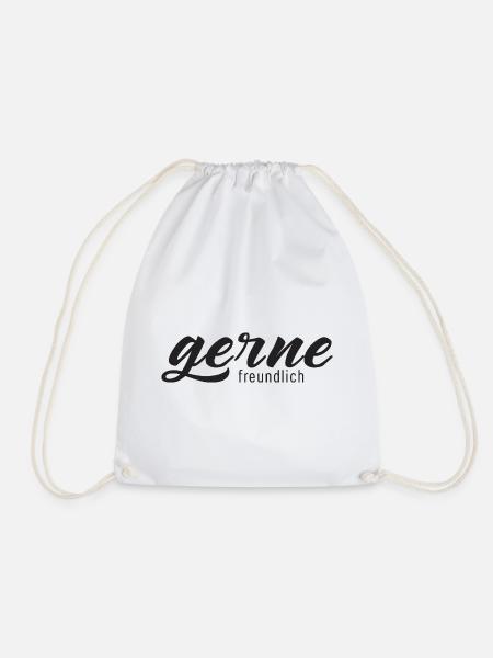 Gerne freundlich – Minimalistische Typografie - Turnbeutel - Weiß