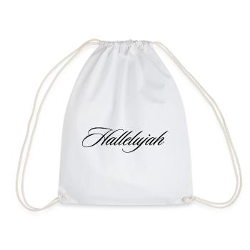 Hallelujah Cursive Script Faith Praise Design - Drawstring Bag - white - Front