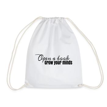 Buchdesign Open A Book, grow your minds - Turnbeutel - Weiß - Vorne