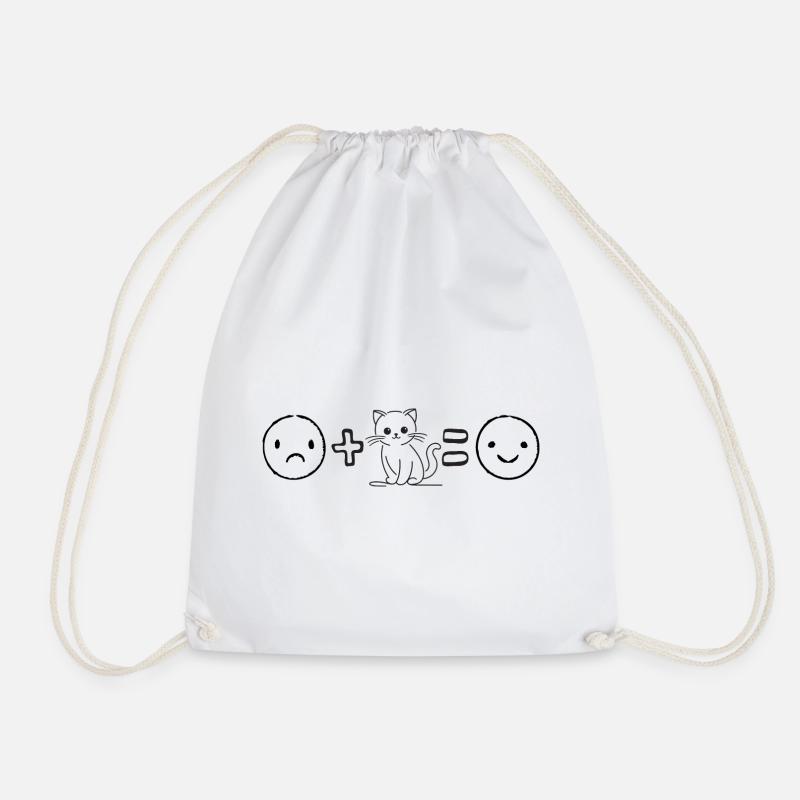 Life is better with cats - Drawstring Bag - white