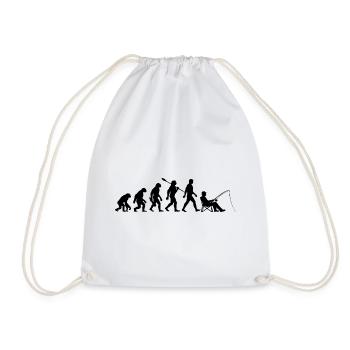 Evolution - Fishing, Angler Gift - Drawstring Bag - white - Front