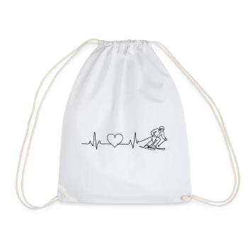 Ski, Amour, Pulsation, Battement de cœur - Sac de sport léger - blanc - Devant