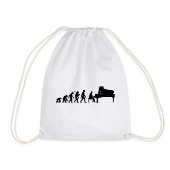 Retro Klavierspieler Evolution Pianist mit Piano - Turnbeutel - Weiß - Vorne