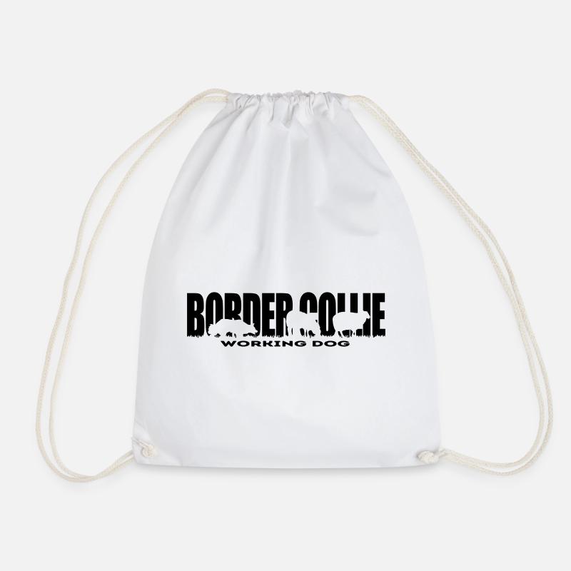 BORDER COLLIE WORKING DOG Wilsigns Dog Dog - Drawstring Bag - white