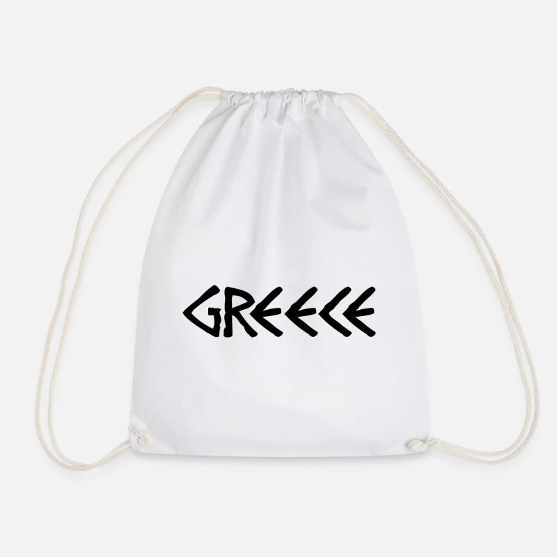 Greece – Classic Typo & Cultural Style - Drawstring Bag - white