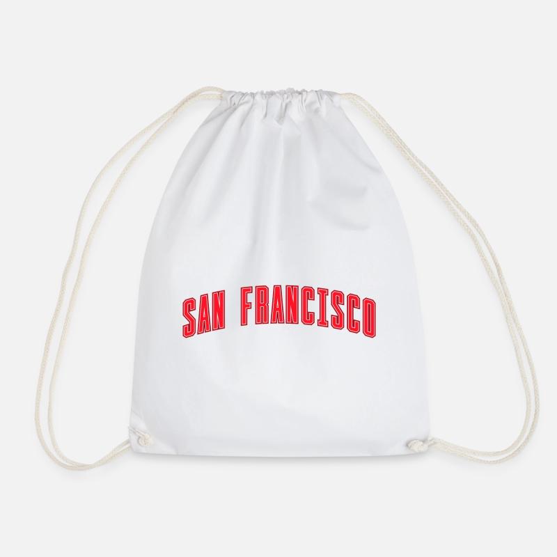 San Francisco Bogen Schriftzug Rot - Turnbeutel - Weiß