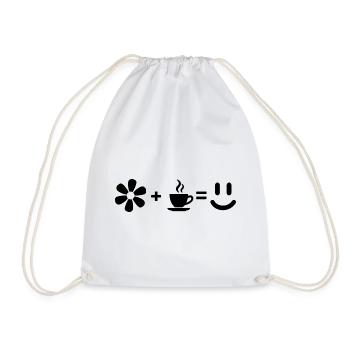 Modern Geometric L-Shape Abstract Black Graphic - Drawstring Bag - white - Front