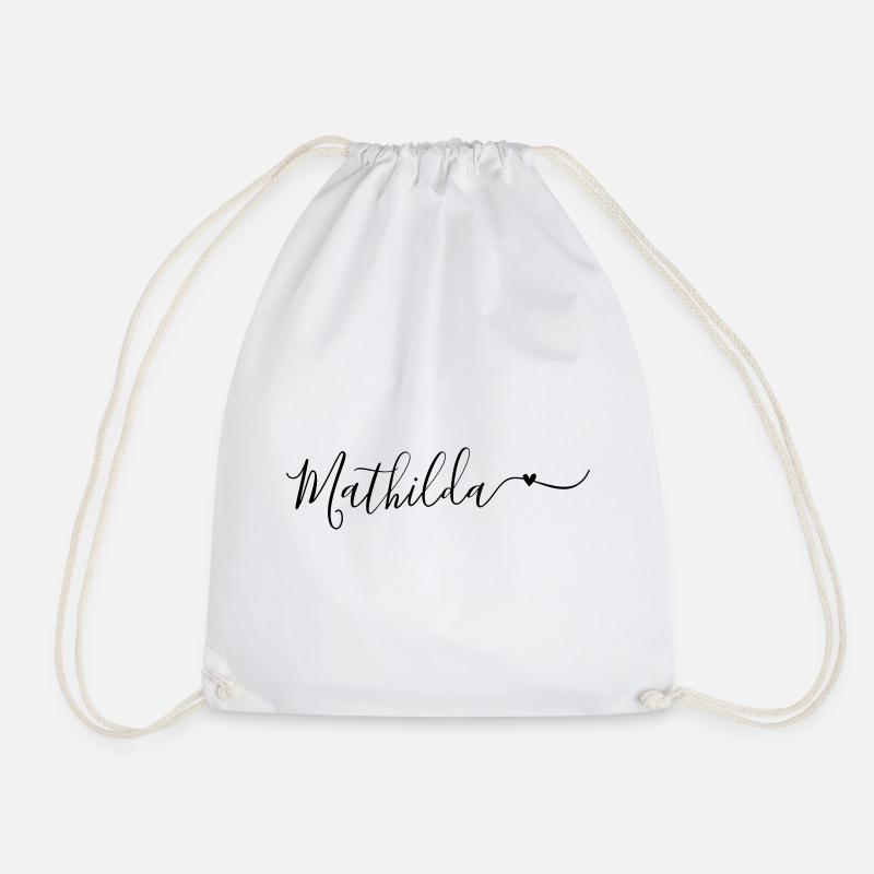Mathilda Surname First Name Decorative - Drawstring Bag - white