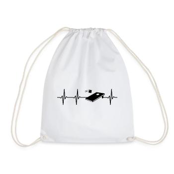Cornhole Heartbeat Tossing Game - Drawstring Bag - white - Front