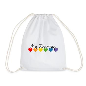Regenbogenherzchen my journey schwarz - Turnbeutel - Weiß - Vorne