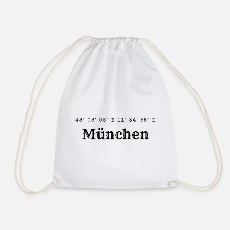 München Koordinaten - Turnbeutel - Weiß