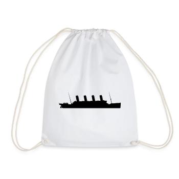 Titanic Silhouette Ship Design Minimalist - Drawstring Bag - white - Front