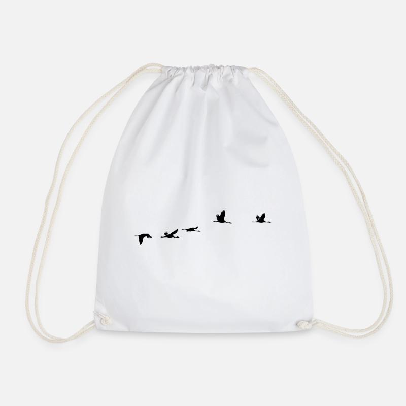 Migratory Birds Crane Bird - Drawstring Bag - white