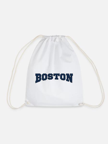 Boston Blockschrift Logo - Turnbeutel - Weiß