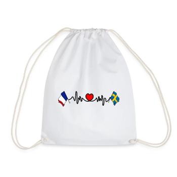 Cardio coeur avec drapeau France et drapeau Suède - Sac de sport léger - blanc - Devant