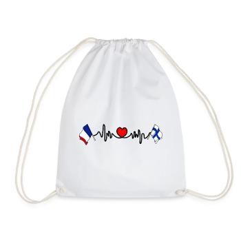 Cardio coeur avec drapeau France et drapeau Finlande - Sac de sport léger - blanc - Devant