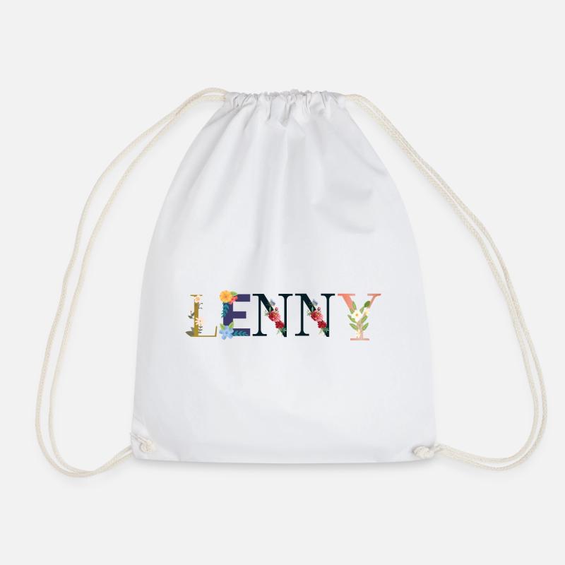 LENNY name decorated with flowers - Drawstring Bag - white