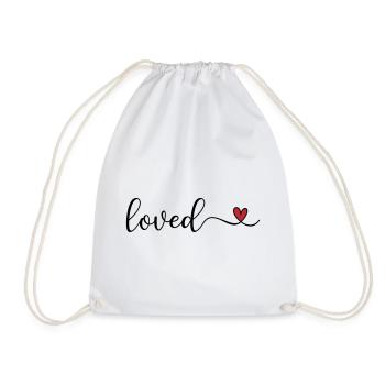 loved - Drawstring Bag - white - Front