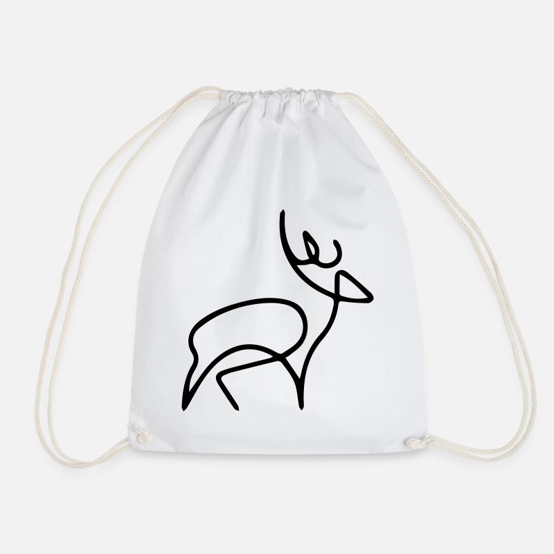 oneline deer - Drawstring Bag - white