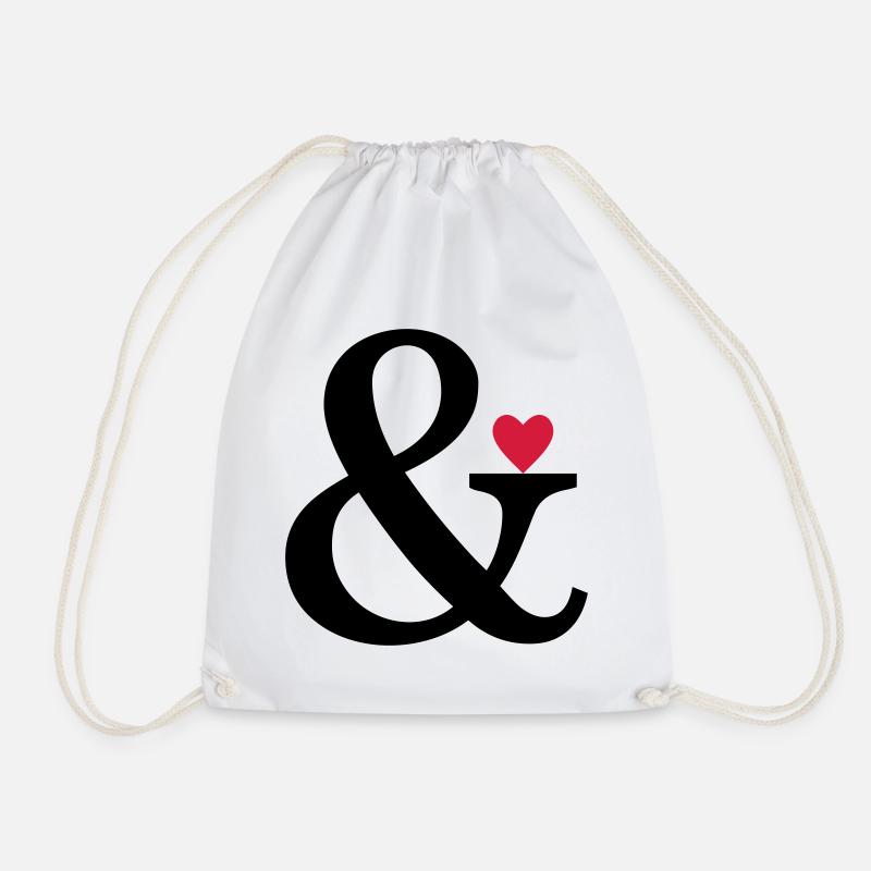 Ampersand Herz - Liebe Geschenk Zeichen der Liebe - Turnbeutel - Weiß