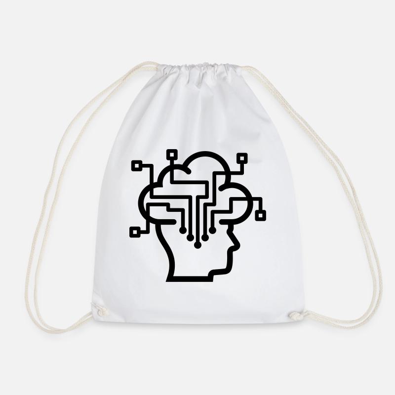 Privacy Cloud Connected Thinking - Drawstring Bag - white