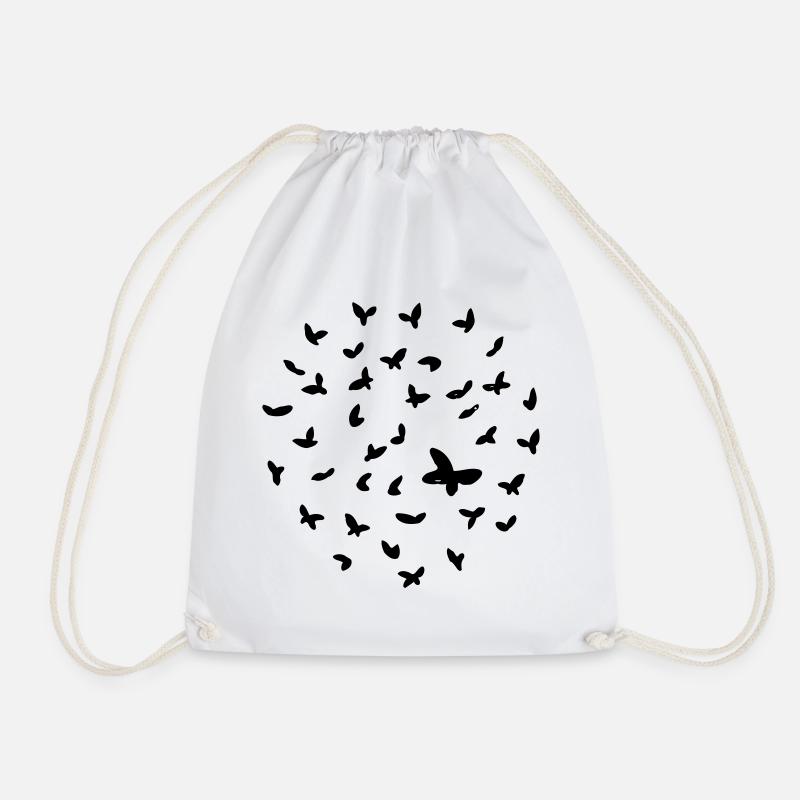 butterflies - Drawstring Bag - white