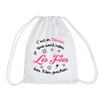 Fée / Fille / Reine / Naissance / Bébé / Février - Drawstring Bag - white - Front