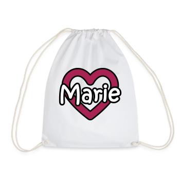 Marie nom de famille prénom nom de jeune fille coeur nom jour - Sac de sport léger - blanc - Devant