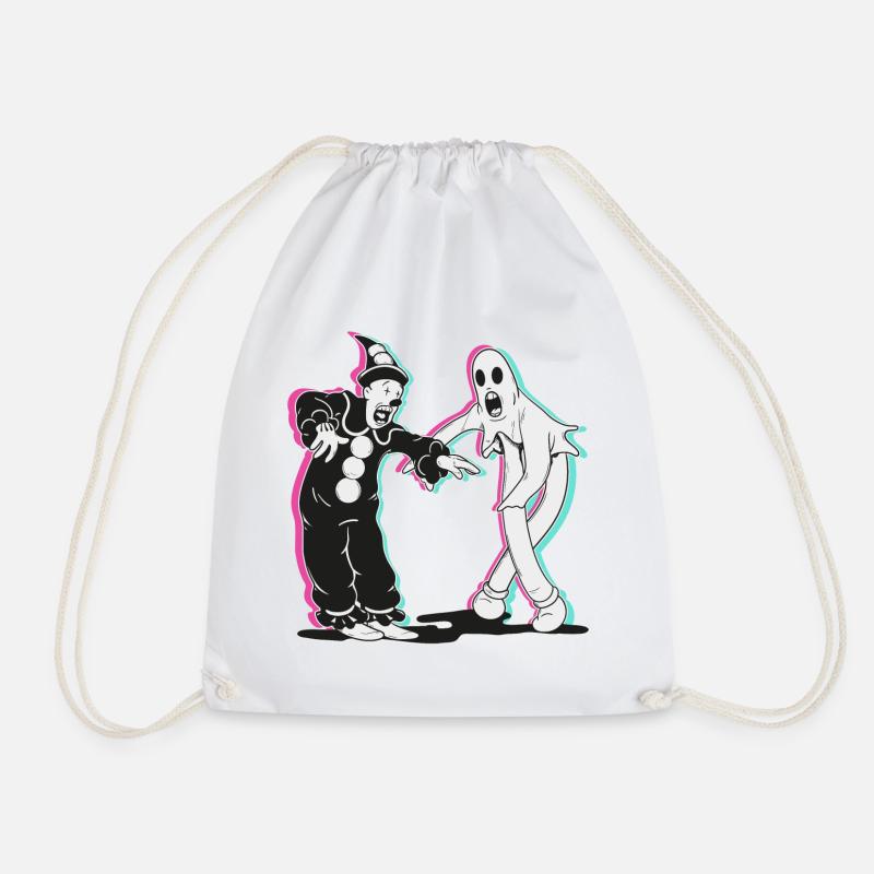 ghost and clown dancing - Drawstring Bag - white
