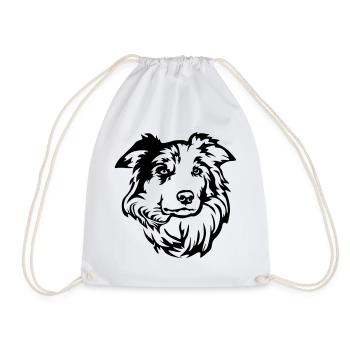 Tête de Border Collie - Sac de sport léger - blanc - Devant