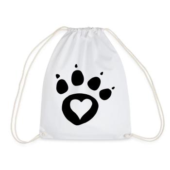 Paw print dog paw with heart i love dog cat - Drawstring Bag - white - Front