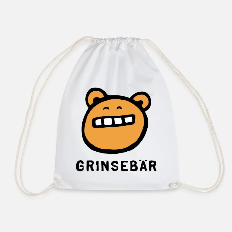 "Grinsebär" lustiger cooler Bär mit Spruch - Turnbeutel - Weiß
