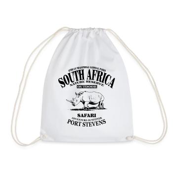 South Africa - Rhinoceros - Drawstring Bag - white - Front